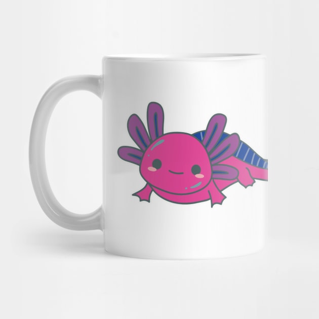 Bi Pride Axolotl | Cute Design with Bisexual Flag Colors by pawsitronic